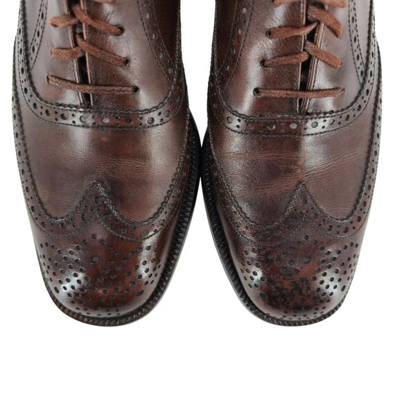Vintage Bally France Men's Size 7.5D Brown Leather Dress Shoes Wingtips Oxfords - Picture 10 of 11